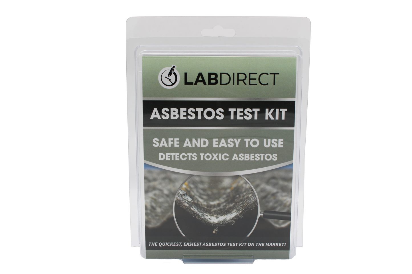 The LabDirect Asbestos Test Kit include everything you need to collect and submit sample materials that may contain asbestos with clear instructions to be sure you are safe. Click or tap on the image for product details. Lab analysis fee is included.