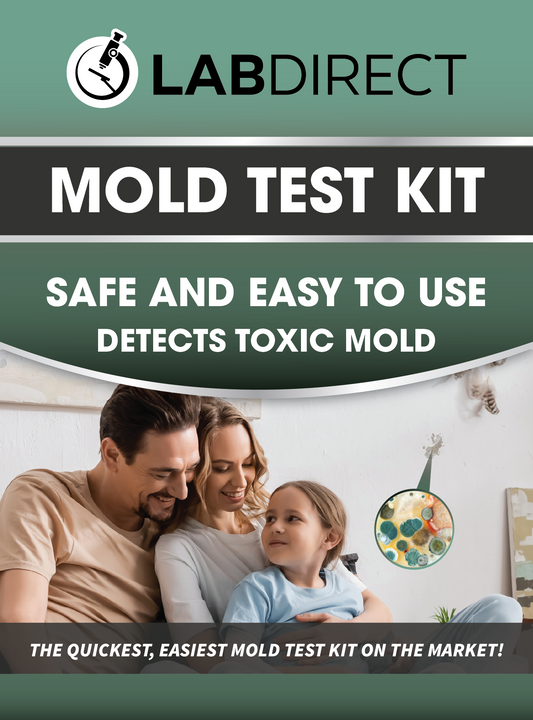 The LabDirect Mold Test Kit is easy to use and comes with clear instructions featuring four comprehensive testing methods in one convenient package. Click or tap on the image for product details. A $35 Lab Analysis fee per test is required.
